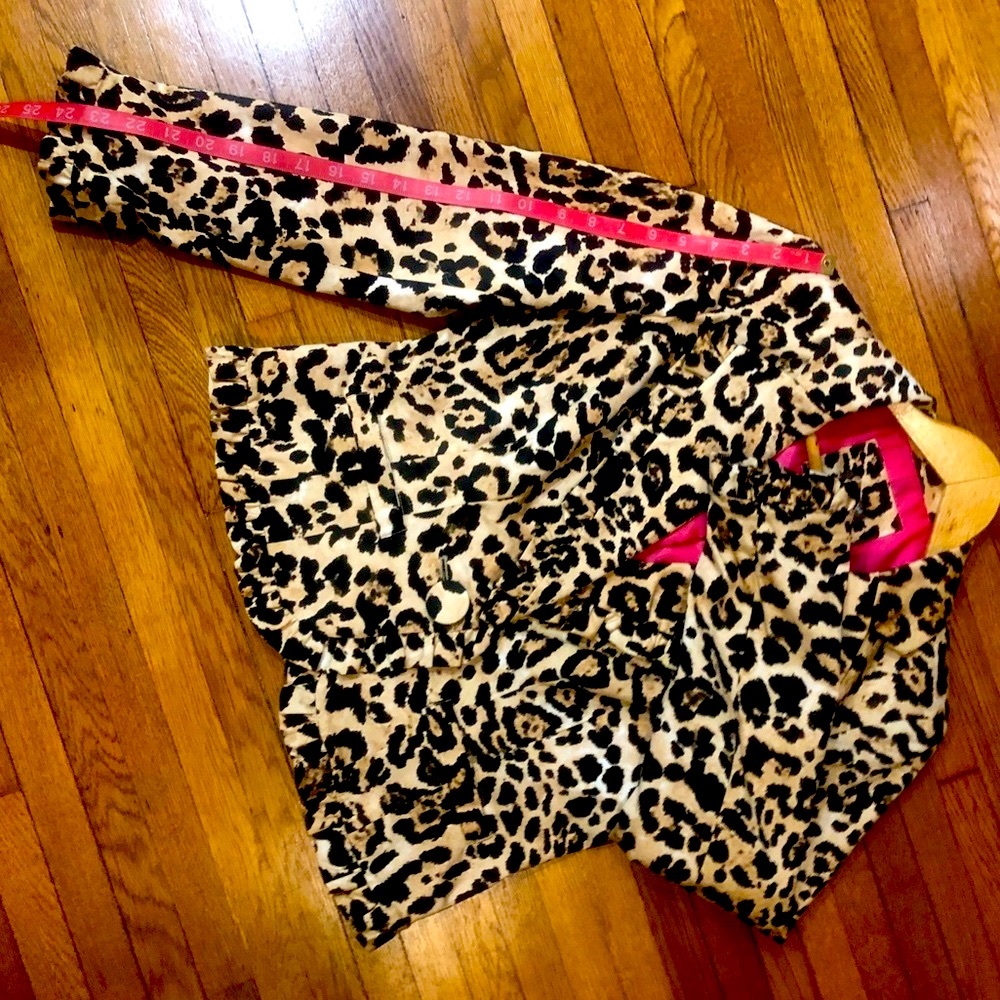 Leopard animal print BOSS blazer fitted ruched unique lined pink jacket Large